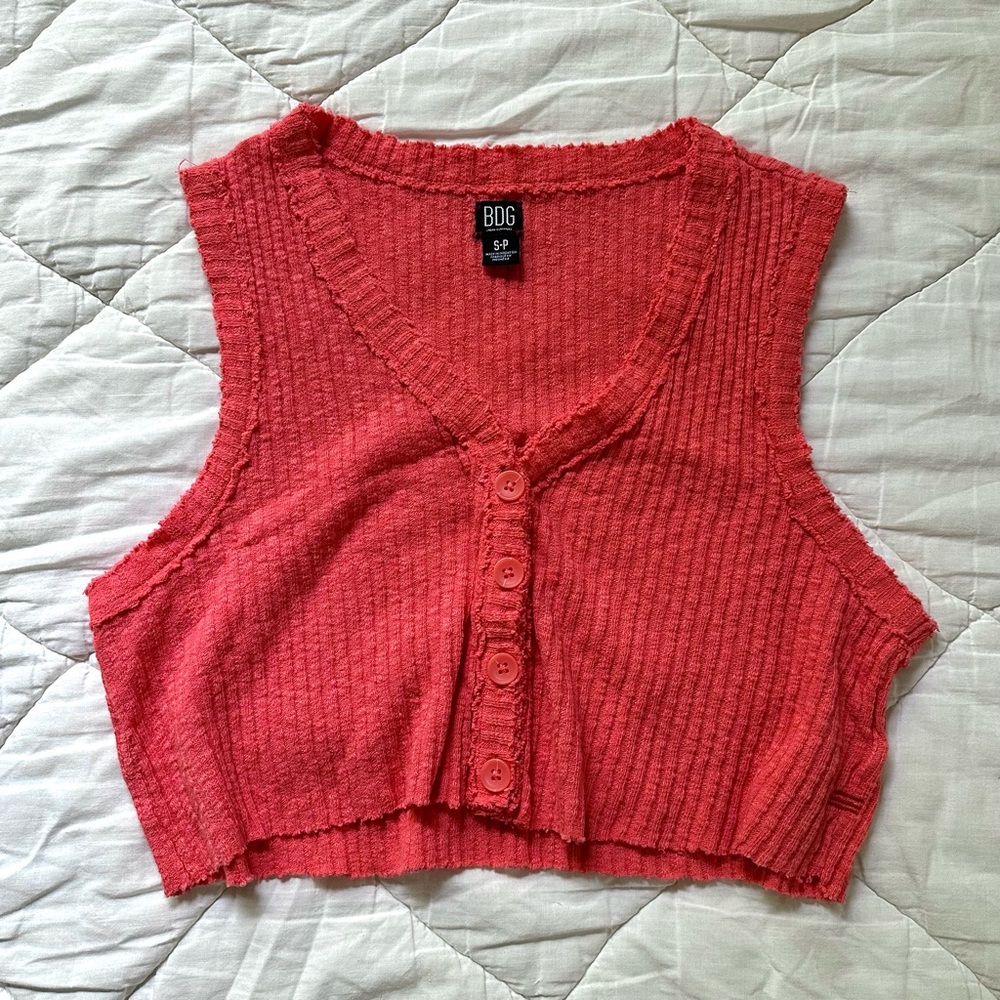 Pink Button Up Cropped Tank